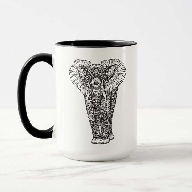 Mug Griffonnage d'éléphant modelé par imaginaire (Gauche)