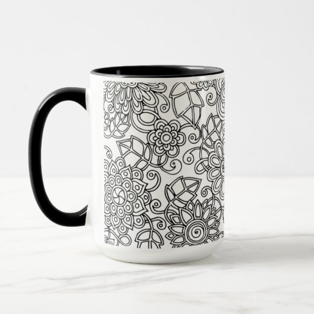 Mug Griffonnage floral ethnique (Gauche)