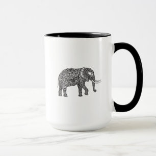 Mug Griffonnage stylisé d'éléphant d'imaginaire