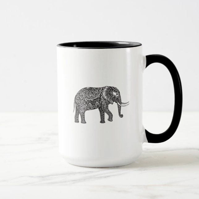 Mug Griffonnage stylisé d'éléphant d'imaginaire (Droite)