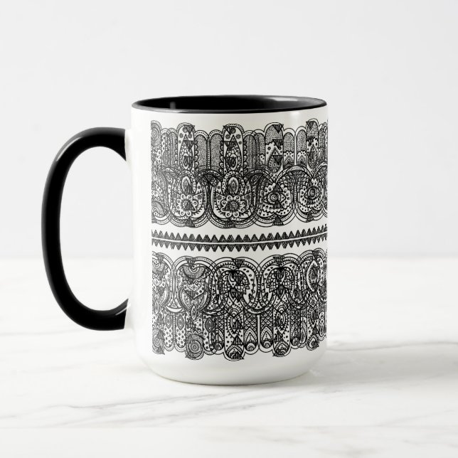 Mug Griffonnage tiré par la main indien de Hamsa (Gauche)