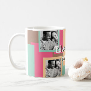 Mug Grille colorée et photos de la famille personnalis