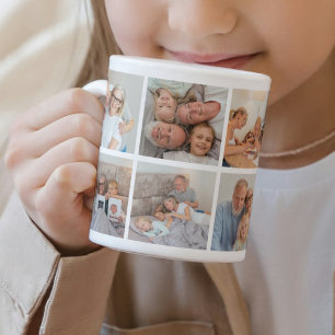 Mug Grille de collage photo personnalisée minimaliste