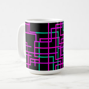 Mug Grille géométrique rose et sarcelle