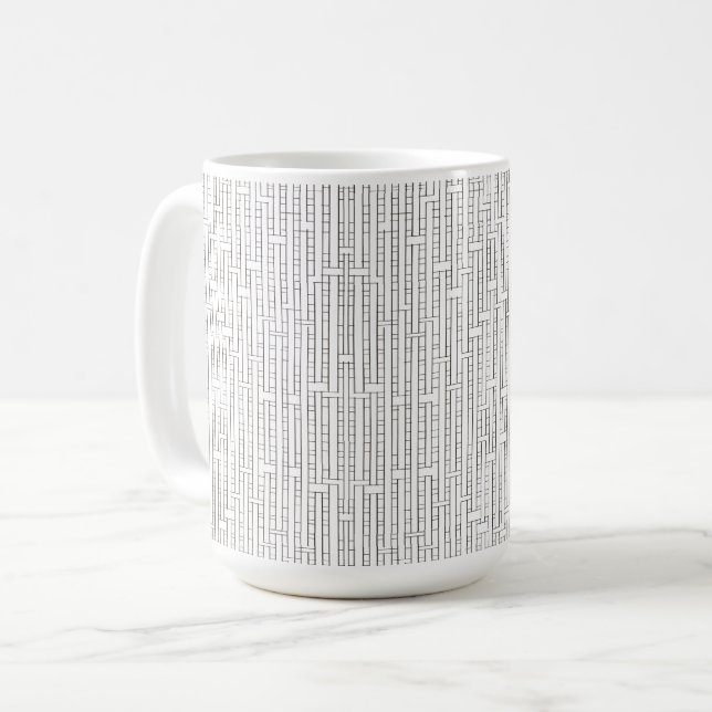 Mug Grille industrielle - Géométrique moderne noir et  (Devant gauche)