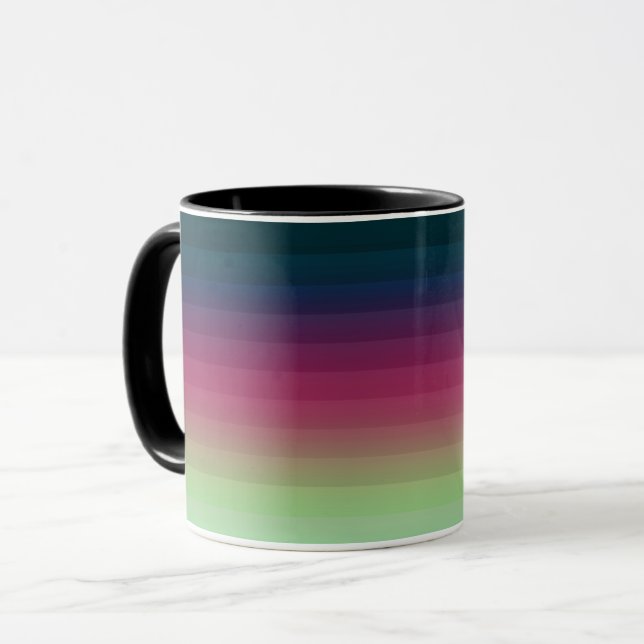 Mug Grille ombre rayée doublée doux bleu multicolo (Devant gauche)