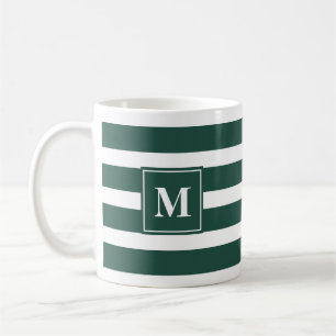 Mug Grille verte et blanche moderne avec Monogramme