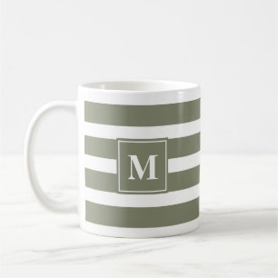 Mug Grille verte et blanche moderne avec Monogramme