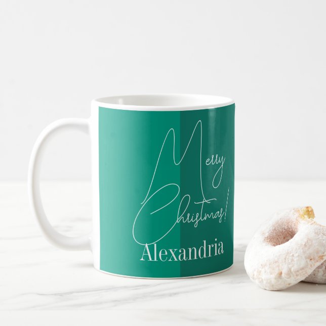 Mug Grille verte moderne de Noël personnalisée (Avec donut)