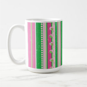 Mug Grilles Preppy Modernes Rose, Vert, Blanc