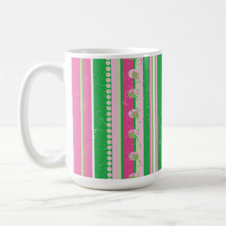 Mug Grilles Preppy Modernes Rose, Vert, Blanc