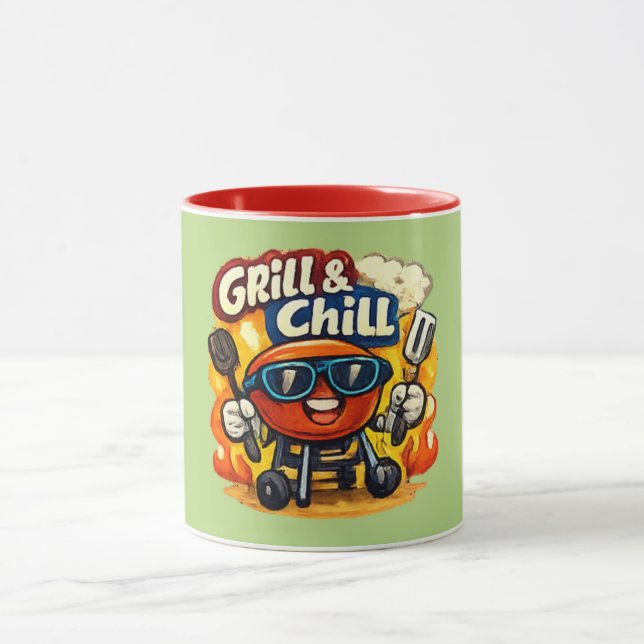 Mug Grillez et Détendez-vous & BBQ drôle (Centre)