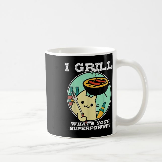 Mug Grilling de chats Superpuissance Camping Bbq Funny (Droite)