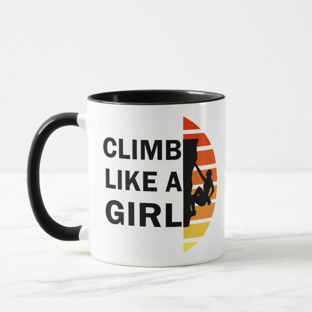 Mug Grimpe comme une fille Rock drôle Cadeau d'escalad (Gauche)