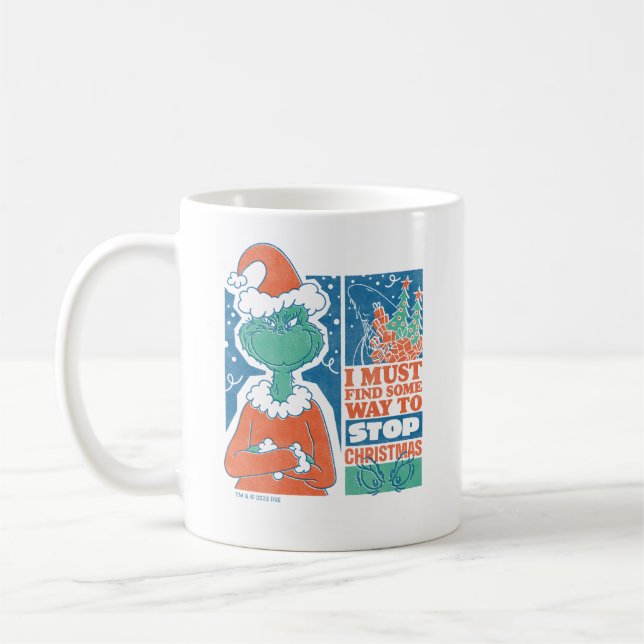 Mug Grinch | Arrêtez Noël Graphique Vintage (Gauche)