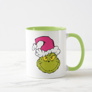 Mug Grinch avec un chapeau de Père Noël rose