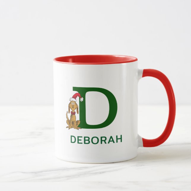 Mug Grinch classique max | Nom et monogramme D (Droite)