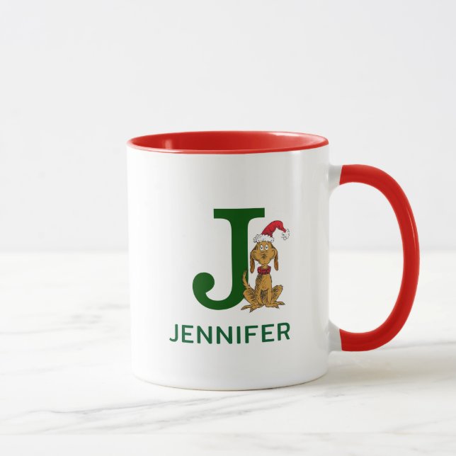 Mug Grinch classique max | Nom et monogramme J (Droite)