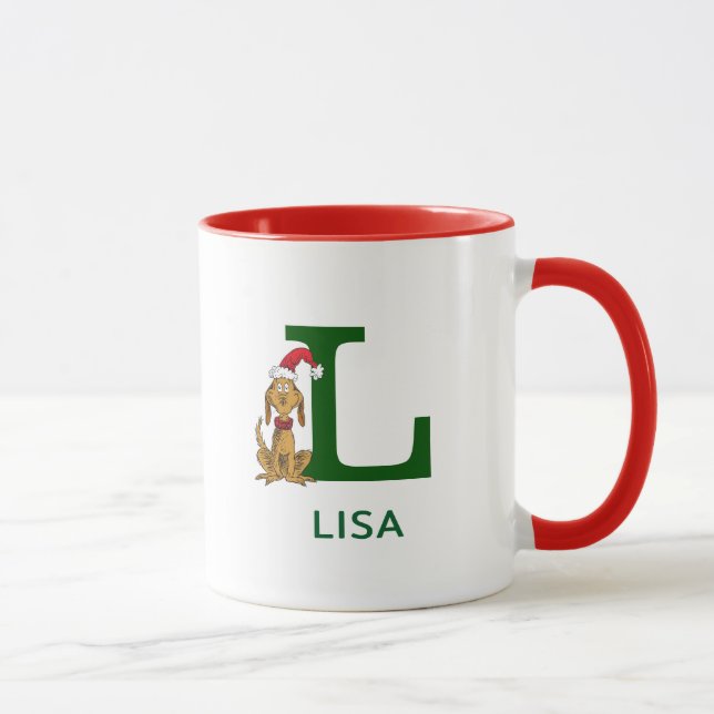 Mug Grinch classique max | Nom et monogramme L (Droite)