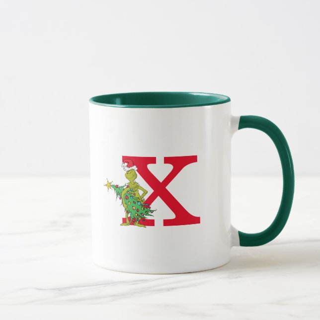 Mug Grinch Classique | Monogramme Mauvais X (Droite)