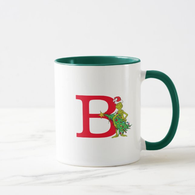 Mug Grinch classique | Monogramme noir B (Droite)