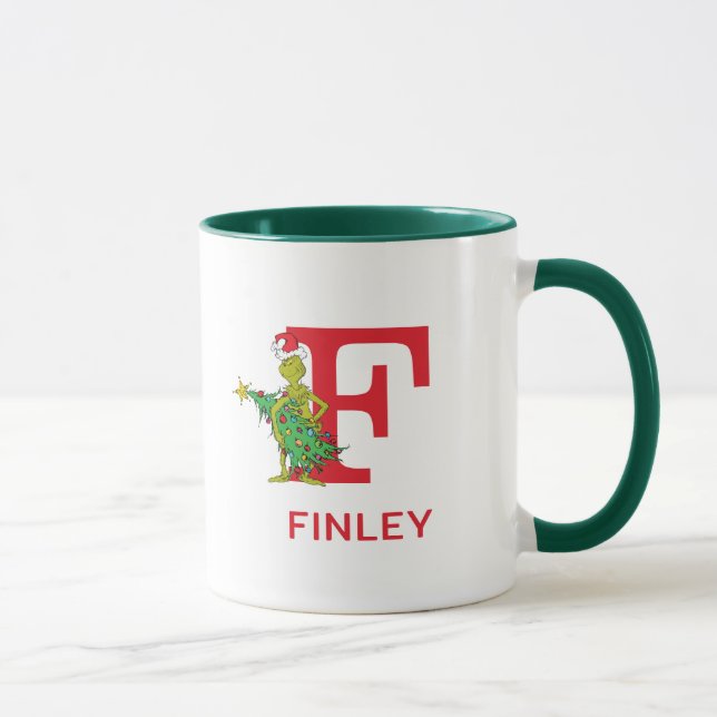 Mug Grinch classique | Naughty Name & Monogram F (Droite)