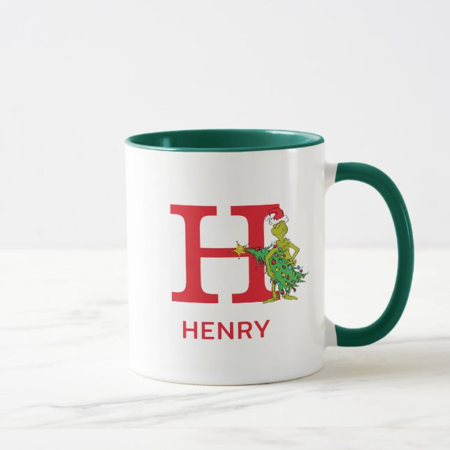 Mug Grinch classique | Naughty Name & Monogram H (Droite)