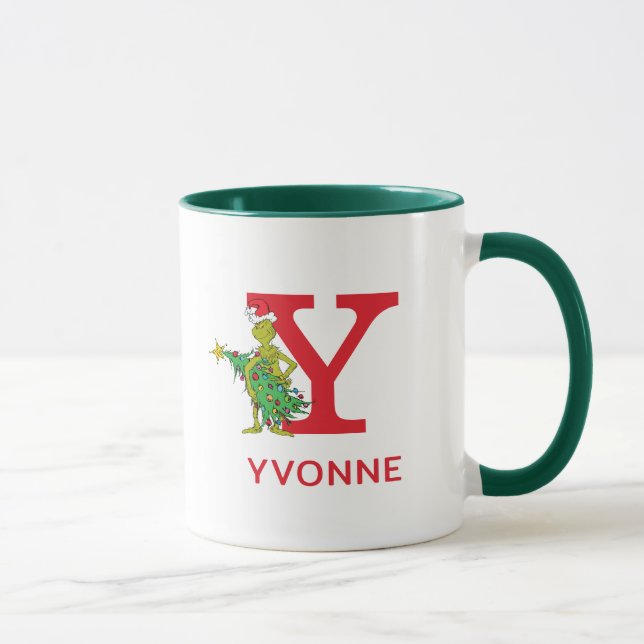 Mug Grinch classique | Naughty Name & Monogram Y (Droite)