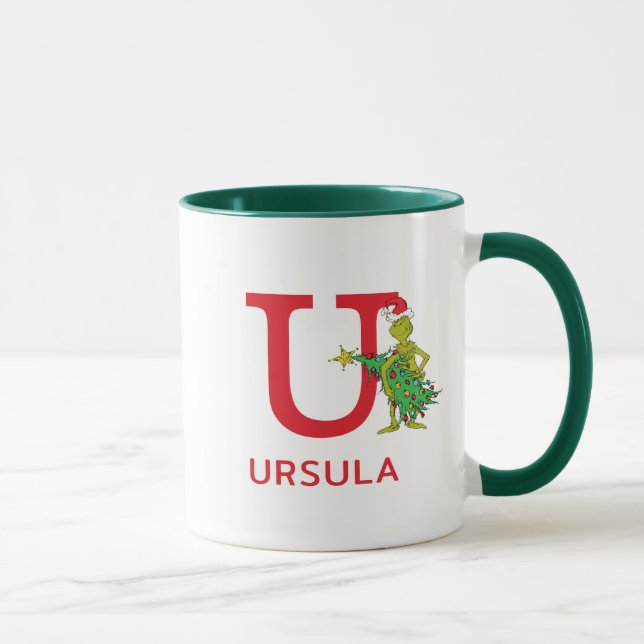 Mug Grinch Classique | Nom et Monogramme Vilain U (Droite)