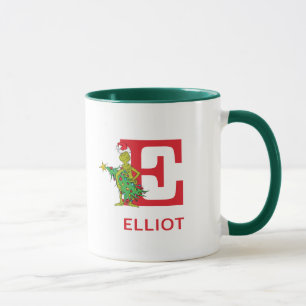 Mug Grinch Classique Nom et monogramme vilains E