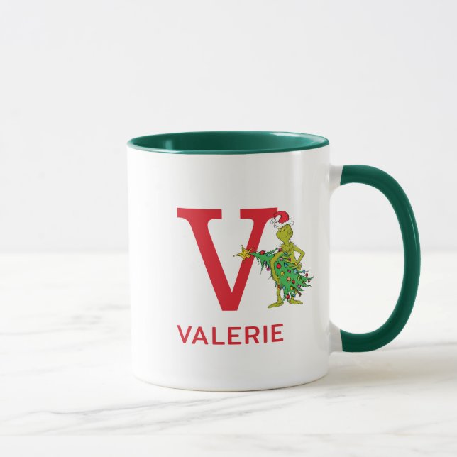 Mug Grinch Classique | Nom vilain & monogramme V (Droite)