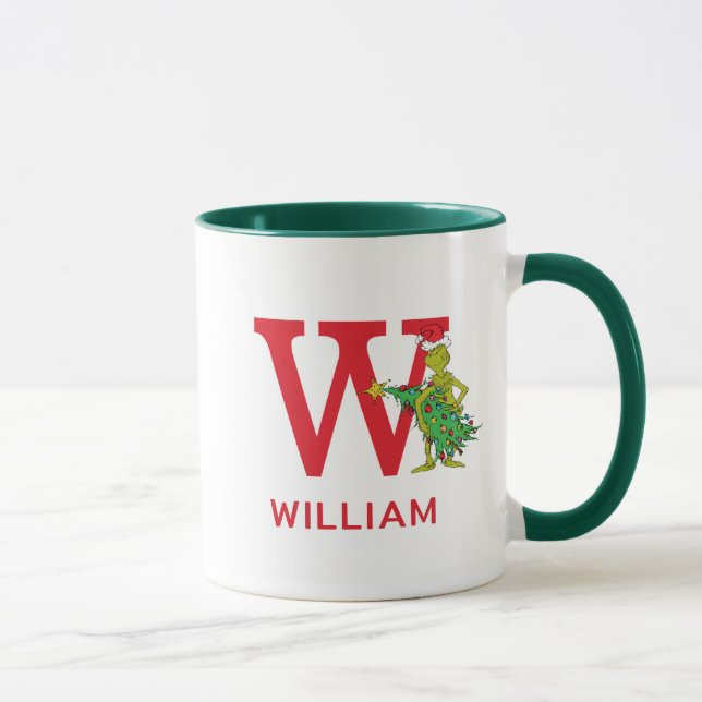 Mug Grinch Classique | Nom Vilain & Monogramme W (Droite)