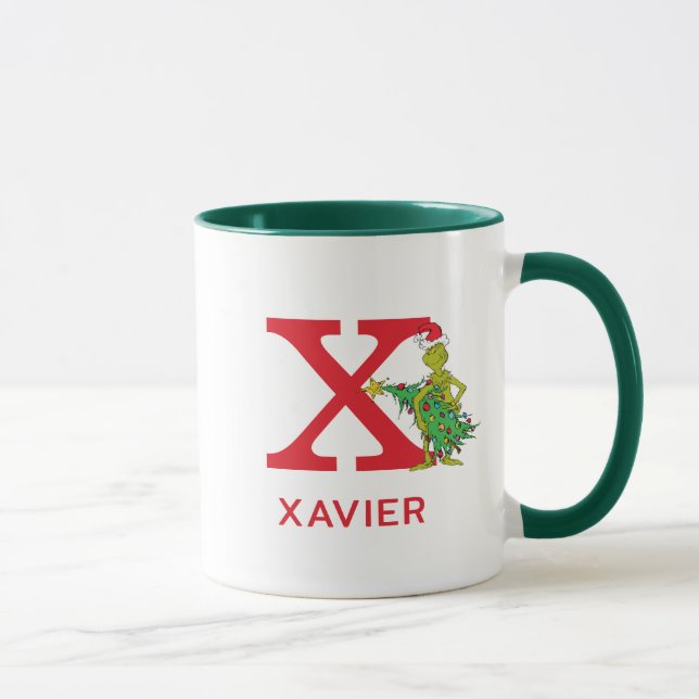 Mug Grinch Classique | Nom Vilain & Monogramme X (Droite)