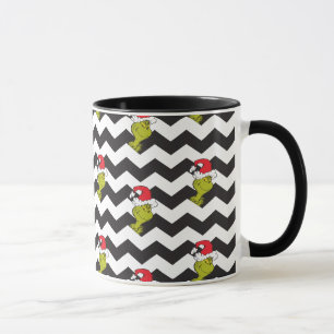Mug Grinch   Motif chevron de vacances noir et blanc