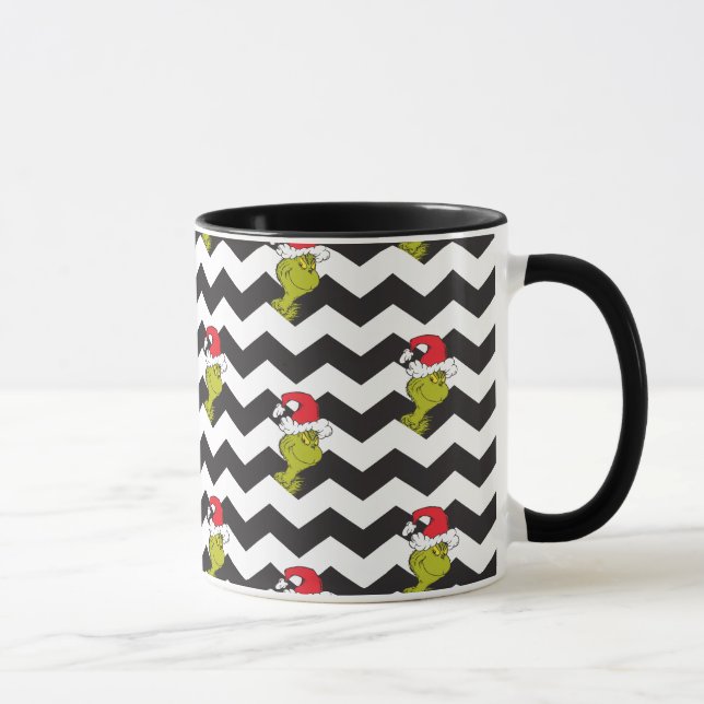 Mug Grinch | Motif chevron de vacances noir et blanc (Droite)