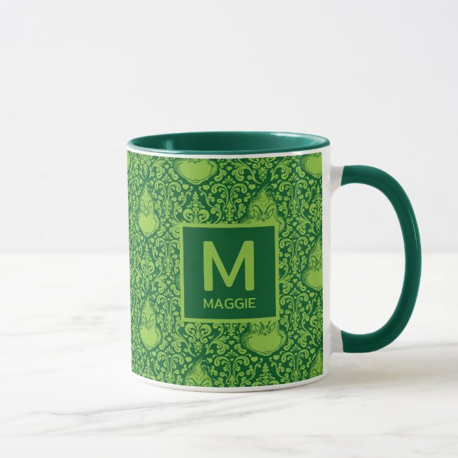 Mug Grinch vert orné | Ajoutez votre nom et initiale (Droite)