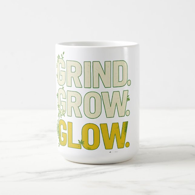 Mug GRIND.GROW.GLOW.—Typographie botanique inspirante (Centre)