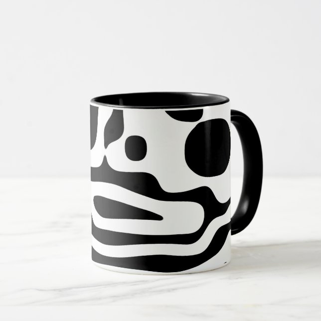 Mug Grip Vise : Noir et Blanc Abstrait (Devant droit)