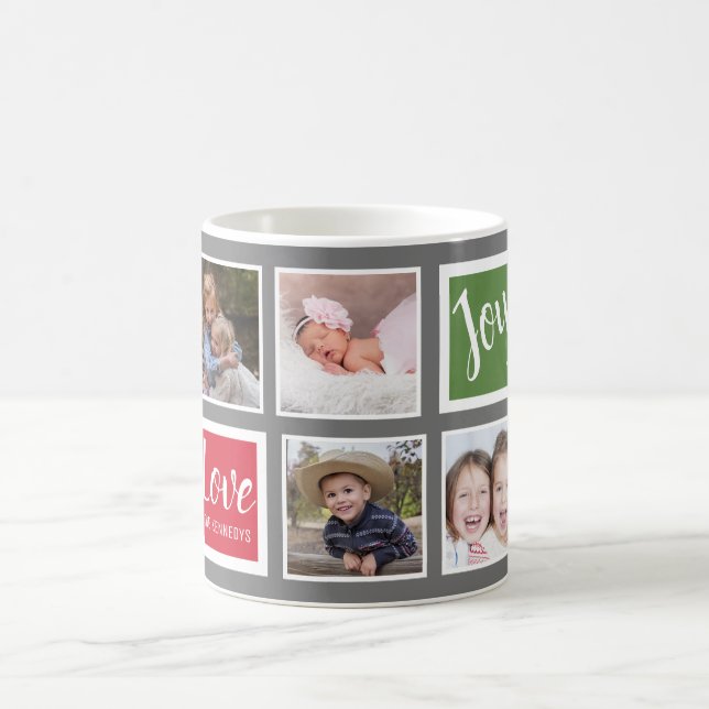 Mug Gris 8 Famille Photo Collage Amour Joie Noël (Centre)
