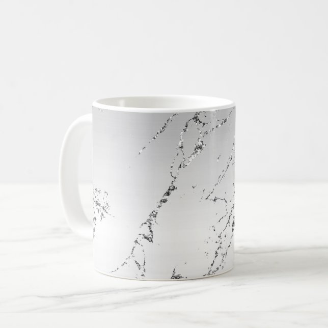 Mug Gris Argent Pailleté Faux Brillants (Devant gauche)