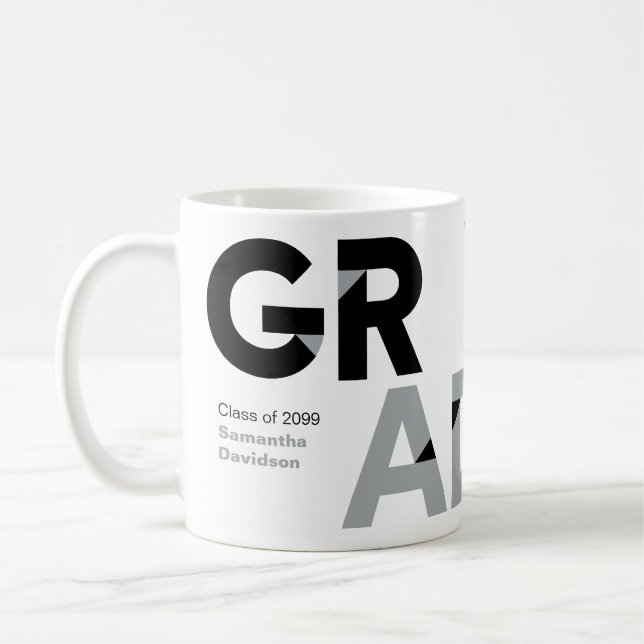 Mug Gris argenté Gros Gras Gras Lettres Angle-Coupe Gr (Gauche)