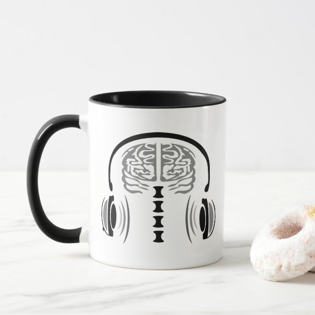 Mug Gris Cerveau Liste à Musique (Avec donut)