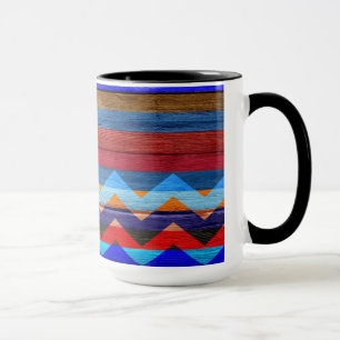 Mug Gris Chevron Colorés Sur Le Bois #19