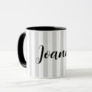 Mug Gris clair et blanc rayures personnalisées
