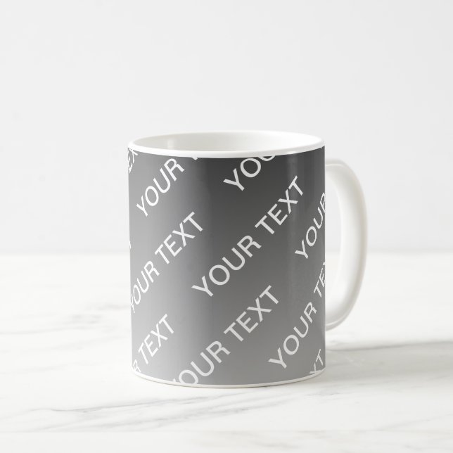Mug Gris (couleur changeable) Ombre & Motif de texte (Devant droit)