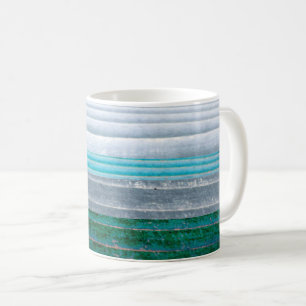 Mug Gris et bleu Turquoise rayé Bois naturel