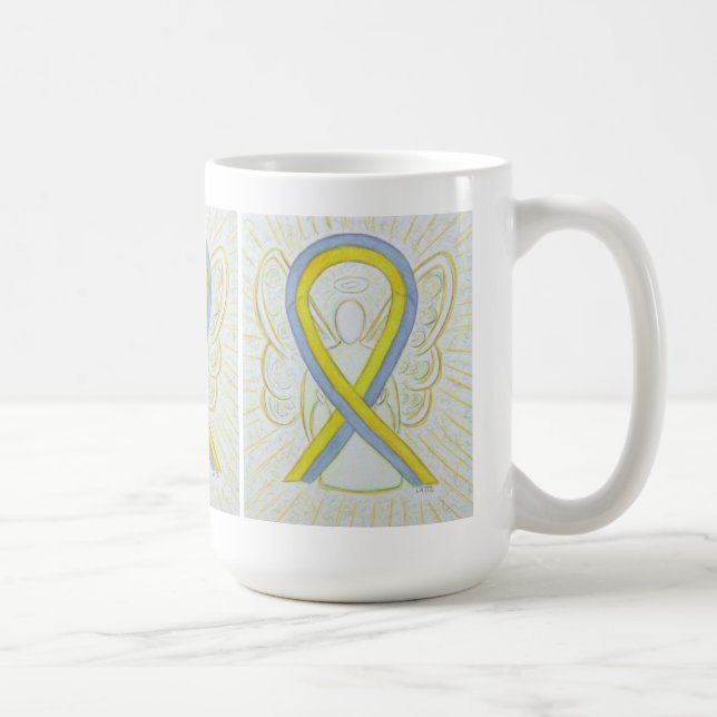 Mug Gris et jaune de sensibilisation Ruban Angel Art M (Droite)