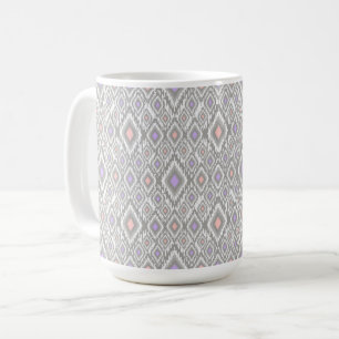 Mug Gris, lilas, corail, diamants sur le blanc