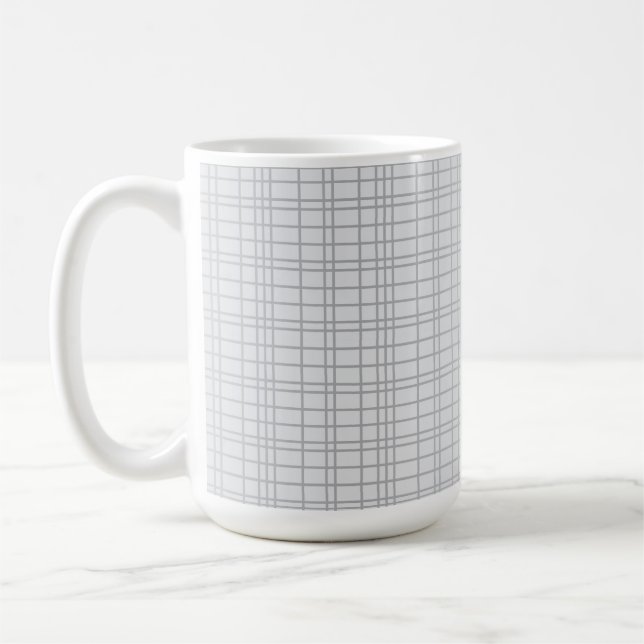 Mug Gris, moderne, simple, cool, lignes de grille tend (Gauche)