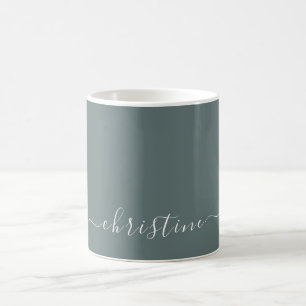 Mug Gris Moyen C13 Blanc Minimaliste Moderne Nom Perso